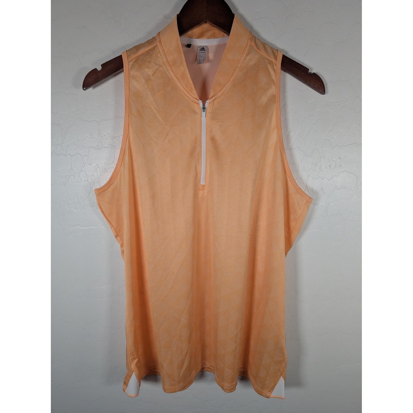 Adidas Polo Shirt Womens Xl Orange Sleeveless 14 Zip Golf HeatRdy Primegreen
